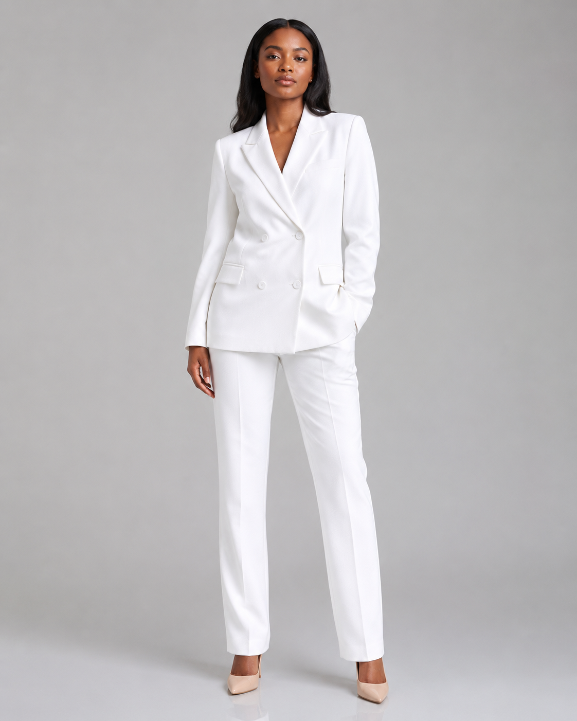 Double Breasted Blazer Pants Suit - 2 Piece Business Formal Trousers Set - Luxxella