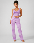 Women's Plaid Pajama Set - Graphic Crop Top and Drawstring Sleepwear Lounge Pants - Luxxella