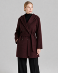 Women’s Shawl Collar Hooded Wool Jacket - Fall Winter Luxury Cashmere-Touch Belted Coat - Luxxella