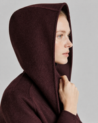 Women’s Shawl Collar Hooded Wool Jacket - Fall Winter Luxury Cashmere-Touch Belted Coat - Luxxella