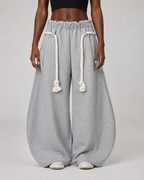 Women's Wide Leg Barrel Sweatpants - Cotton Thick Rope Drawstring Oversized Baggy Joggers - Luxxella