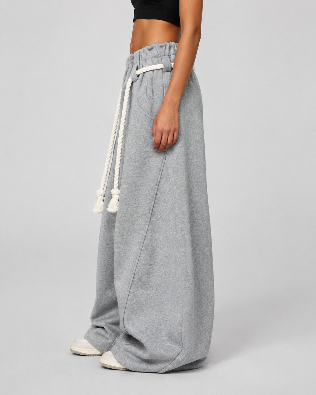 Women's Wide Leg Barrel Sweatpants - Cotton Thick Rope Drawstring Oversized Baggy Joggers - Luxxella