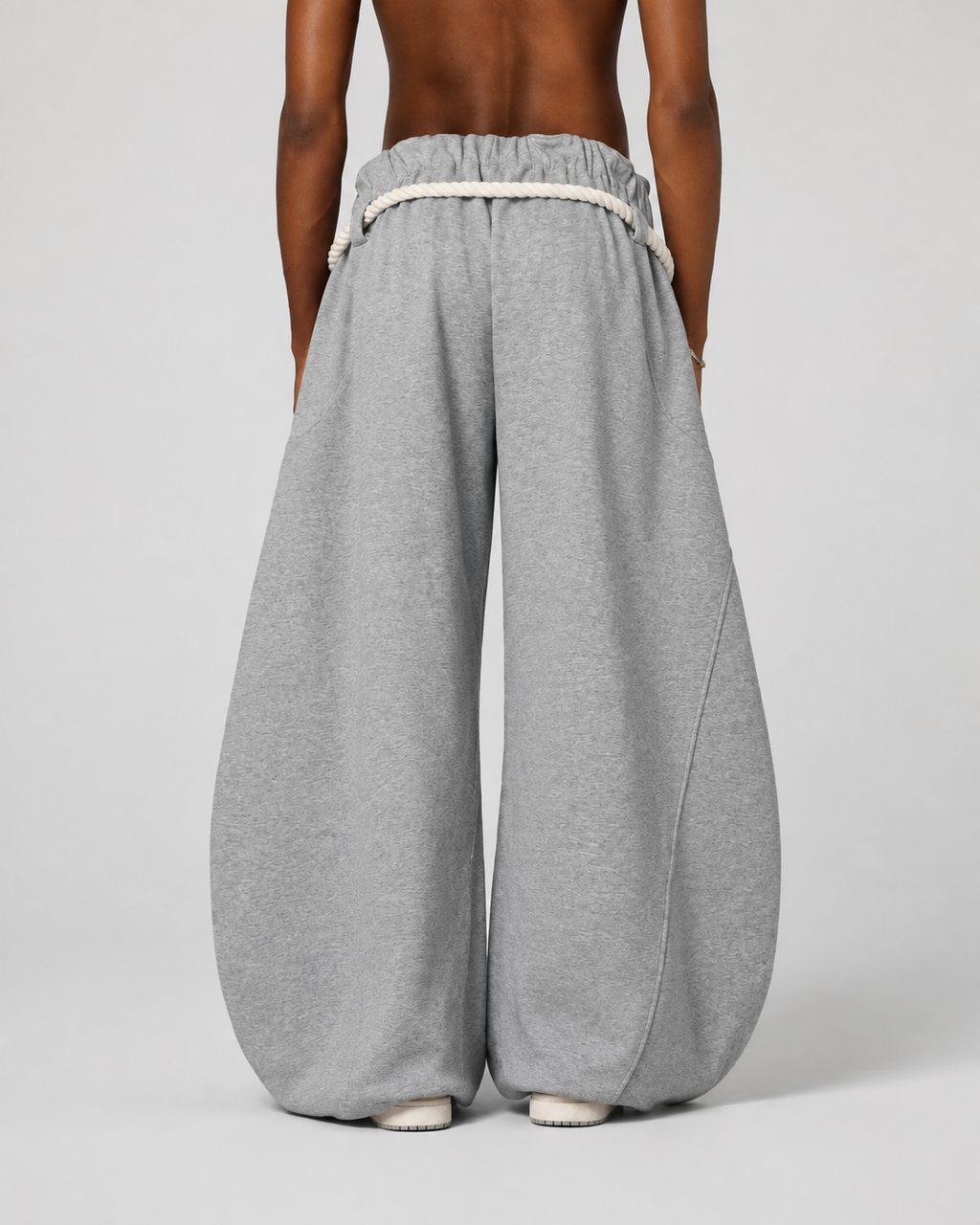 Women's Wide Leg Barrel Sweatpants - Cotton Thick Rope Drawstring Oversized Baggy Joggers - Luxxella