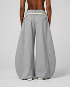 Women's Wide Leg Barrel Sweatpants - Cotton Thick Rope Drawstring Oversized Baggy Joggers - Luxxella