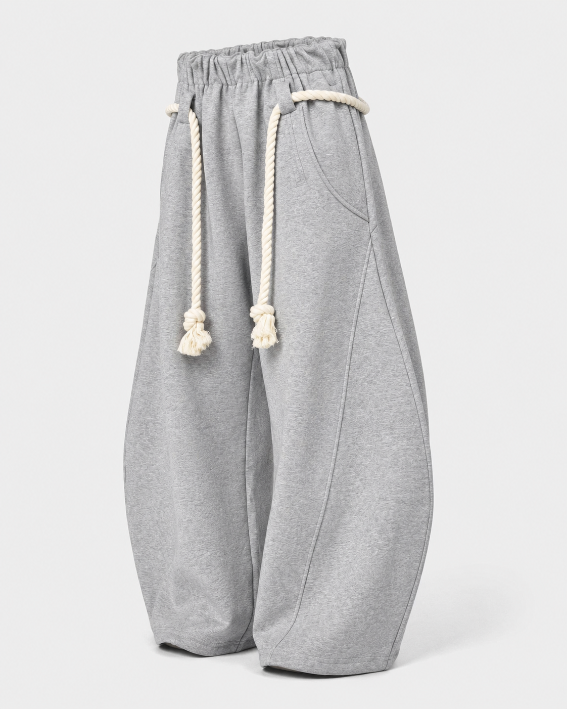Women's Wide Leg Barrel Sweatpants - Cotton Thick Rope Drawstring Oversized Baggy Joggers - Luxxella