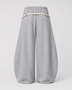 Women's Wide Leg Barrel Sweatpants - Cotton Thick Rope Drawstring Oversized Baggy Joggers - Luxxella