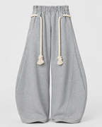 Women's Wide Leg Barrel Sweatpants - Cotton Thick Rope Drawstring Oversized Baggy Joggers - Luxxella