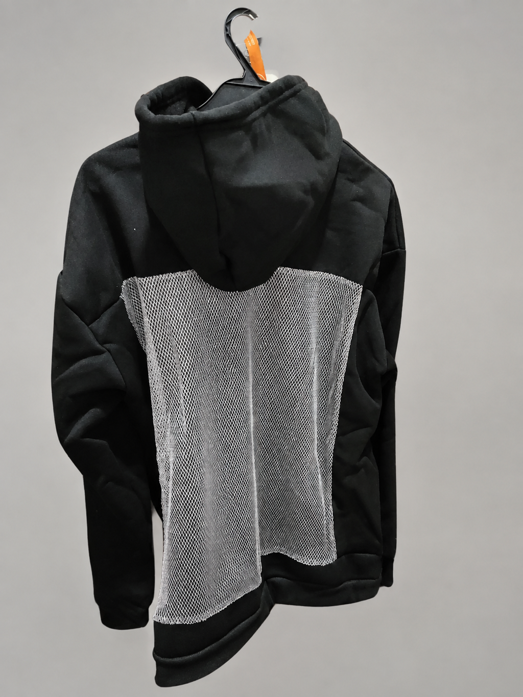 Women's Backless Rhinestone Mesh Hoodie - Open Back Oversized Crystal Chain Sweatshirt for nights out - Luxxella