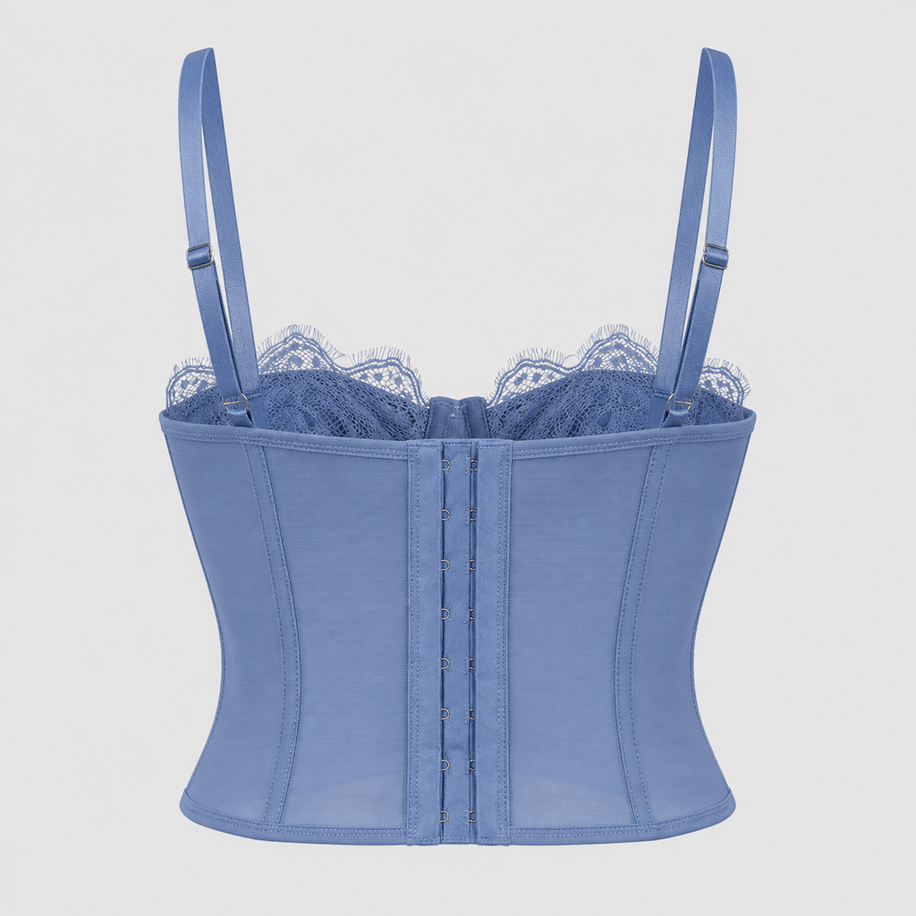 Women's Lace Corset Top - Sheer Mesh Boned Bustier Going Out Crop Camisole
