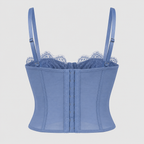 Women's Lace Corset Top - Sheer Mesh Boned Bustier Going Out Crop Camisole