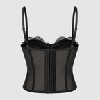 Women's Lace Corset Top - Sheer Mesh Boned Bustier Going Out Crop Camisole