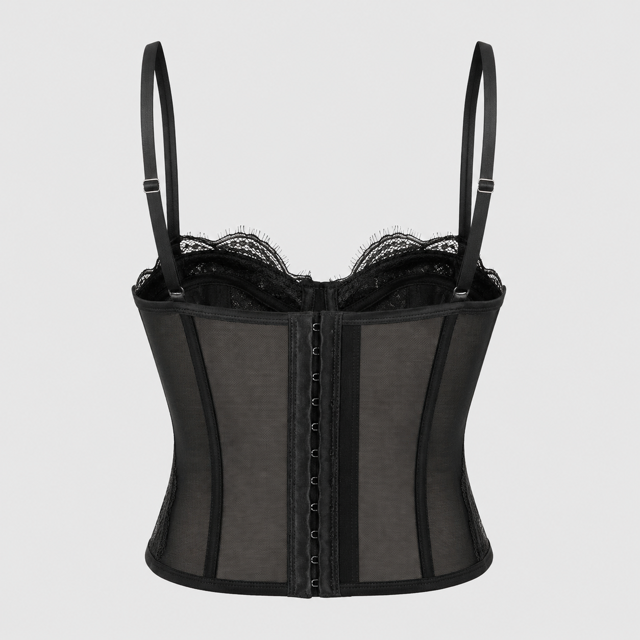 Women's Lace Corset Top - Sheer Mesh Boned Bustier Going Out Crop Camisole