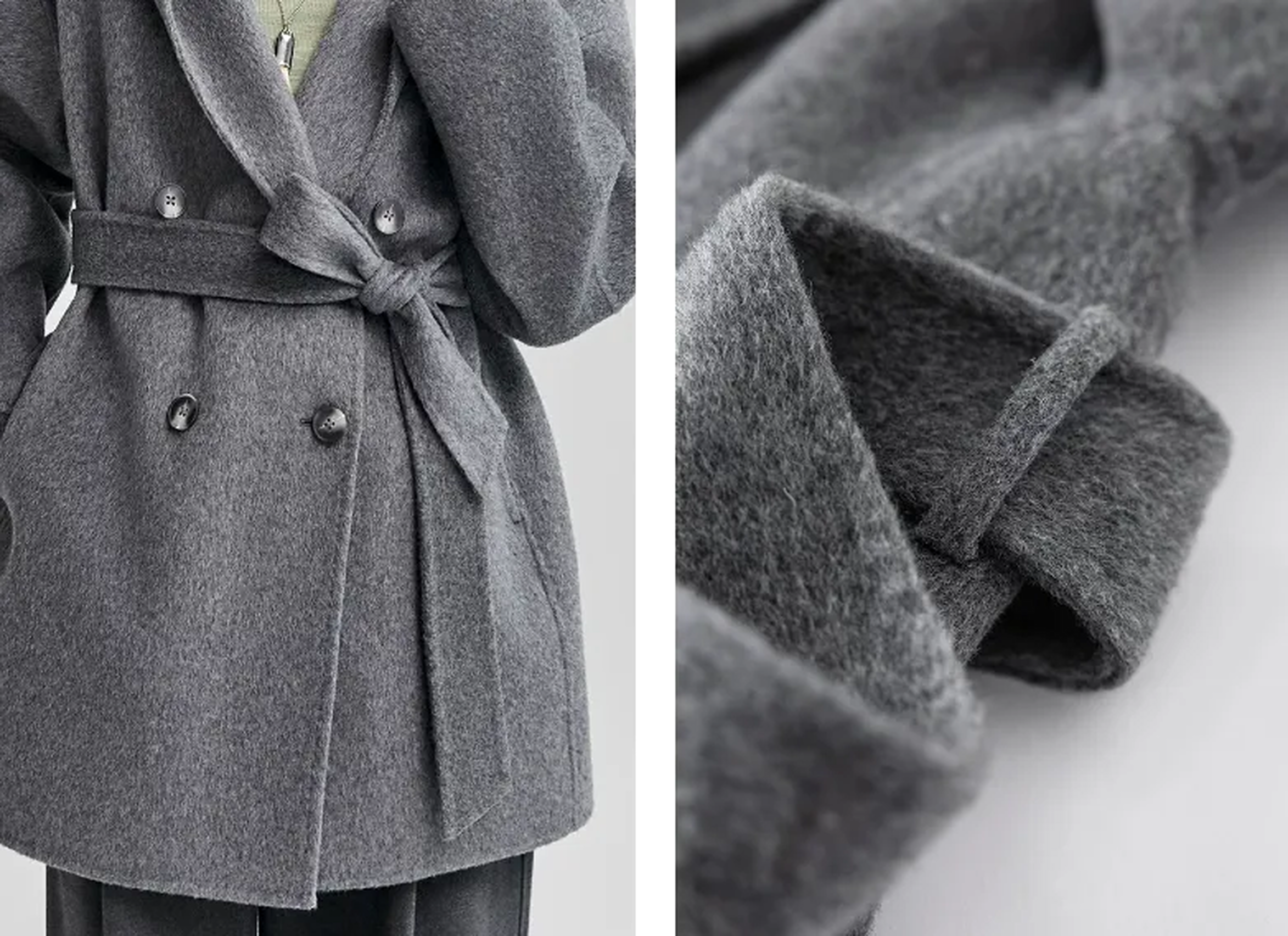 Women’s Shawl Collar Hooded Wool Jacket - Fall Winter Luxury Cashmere-Touch Belted Coat - Luxxella