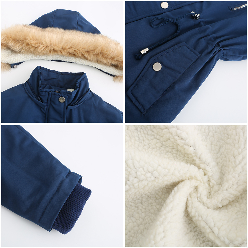Winter Parka Coat Faux Fur Hooded Sherpa-Lined Jacket Warm Fleece Anorak Outerwear
