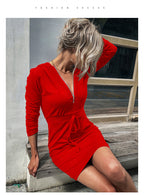 Slim‑Fit Sweater Dress – Sheath Silhouette Long Sleeve Style - Luxxella