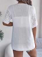 Open Front Crochet Knit Cover Up – Short Sleeve Beach Cardigan - Luxxella