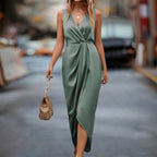 Wrap Maxi Dress – Sleeveless Asymmetrical Split Dress