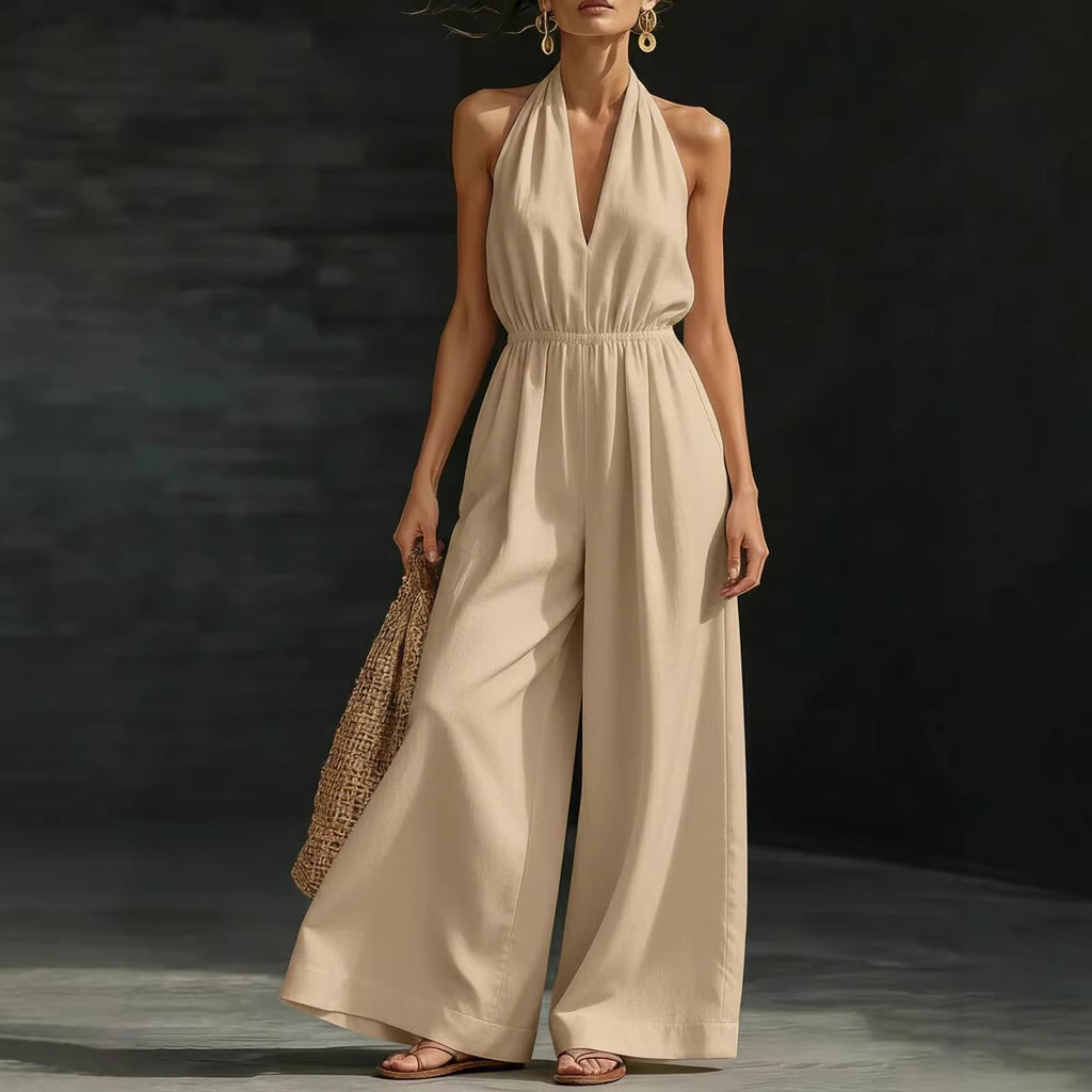 V-Neck Halter Jumpsuit – Elegant Summer Outfit