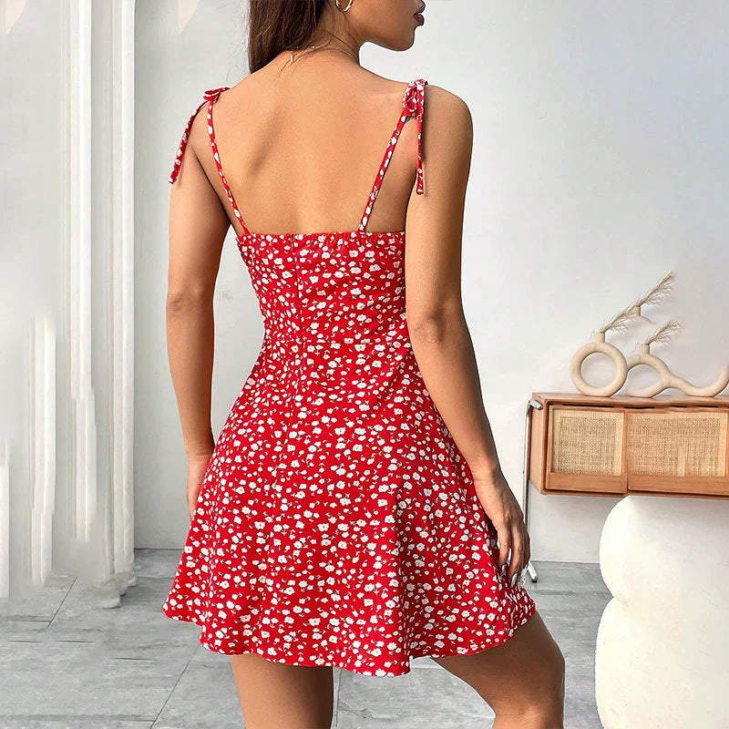 Floral Summer Dress –  A-Line Slim Casual Style