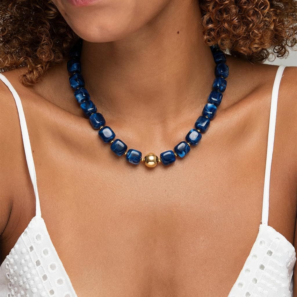 Bohemian-style Resin Bead Necklace