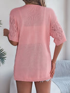 Open Front Crochet Knit Cover Up – Short Sleeve Beach Cardigan - Luxxella