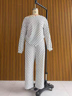 Women's Polka Dot 2-Piece Off Shoulder Sweatshirt and Wide Leg Pants Set Casual Lounge Tracksuit Comfy Sweatsuit