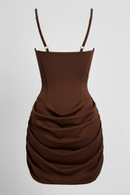 Corset Dress Brown Ghost Mannequin – Back