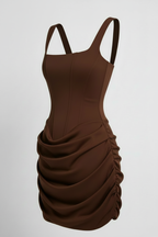 Corset Dress Brown Ghost Mannequin – Front