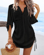 Side Pleated Summer Dress -  Tie Style Design - Luxxella