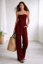 2-Piece Jumpsuit Set – Summer Sleeveless Top and Matching Pants - Luxxella