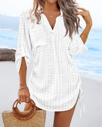 Side Pleated Summer Dress -  Tie Style Design - Luxxella