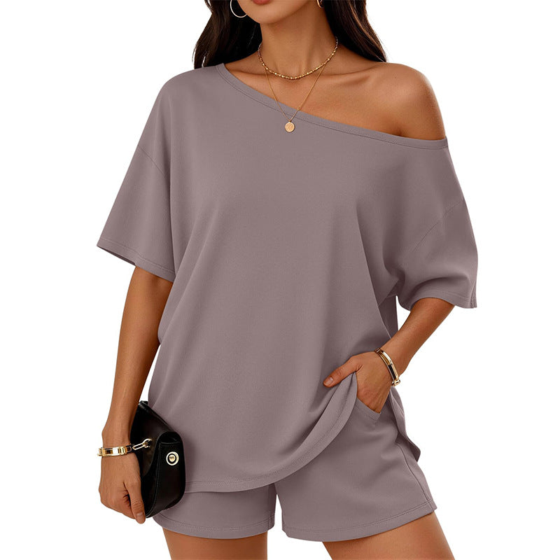 Off Shoulder Top & Shorts Set – Matching Casual Lounge Outfit - Luxxella