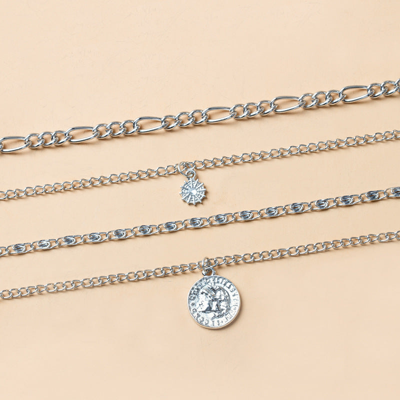 Gold & Silver Layered Necklace – Coin Pendant Jewelry - Luxxella