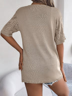 Open Front Crochet Knit Cover Up – Short Sleeve Beach Cardigan - Luxxella